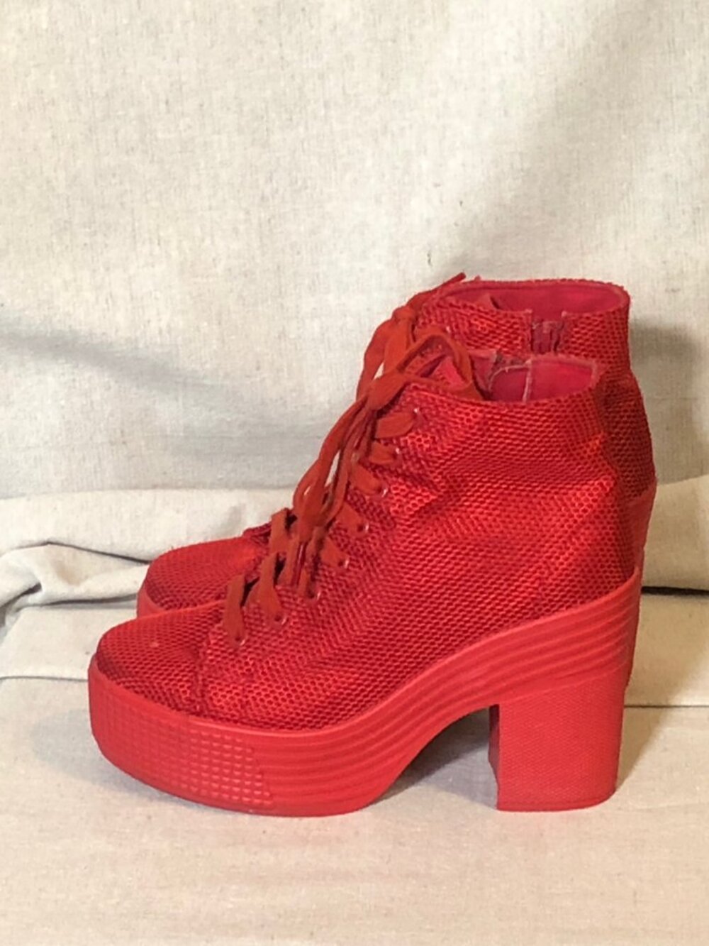 Jeffrey Campbell JC Play Red Lace Up Platform Sneakers 8 - Picture 8 of 10